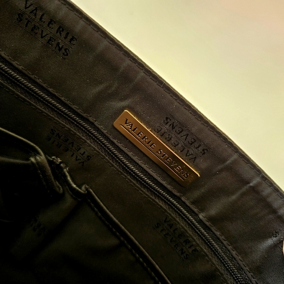 Valerie Stevens Black Leather Briefcase Messenger Bussines Shoulder Bag - Picture 7 of 7